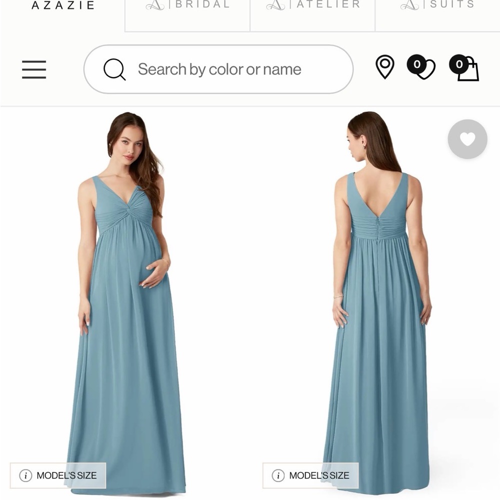 Azazie Yetta Moody Blue Maternity Dress